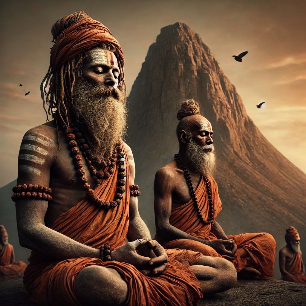 Devotee meditating on Shakti