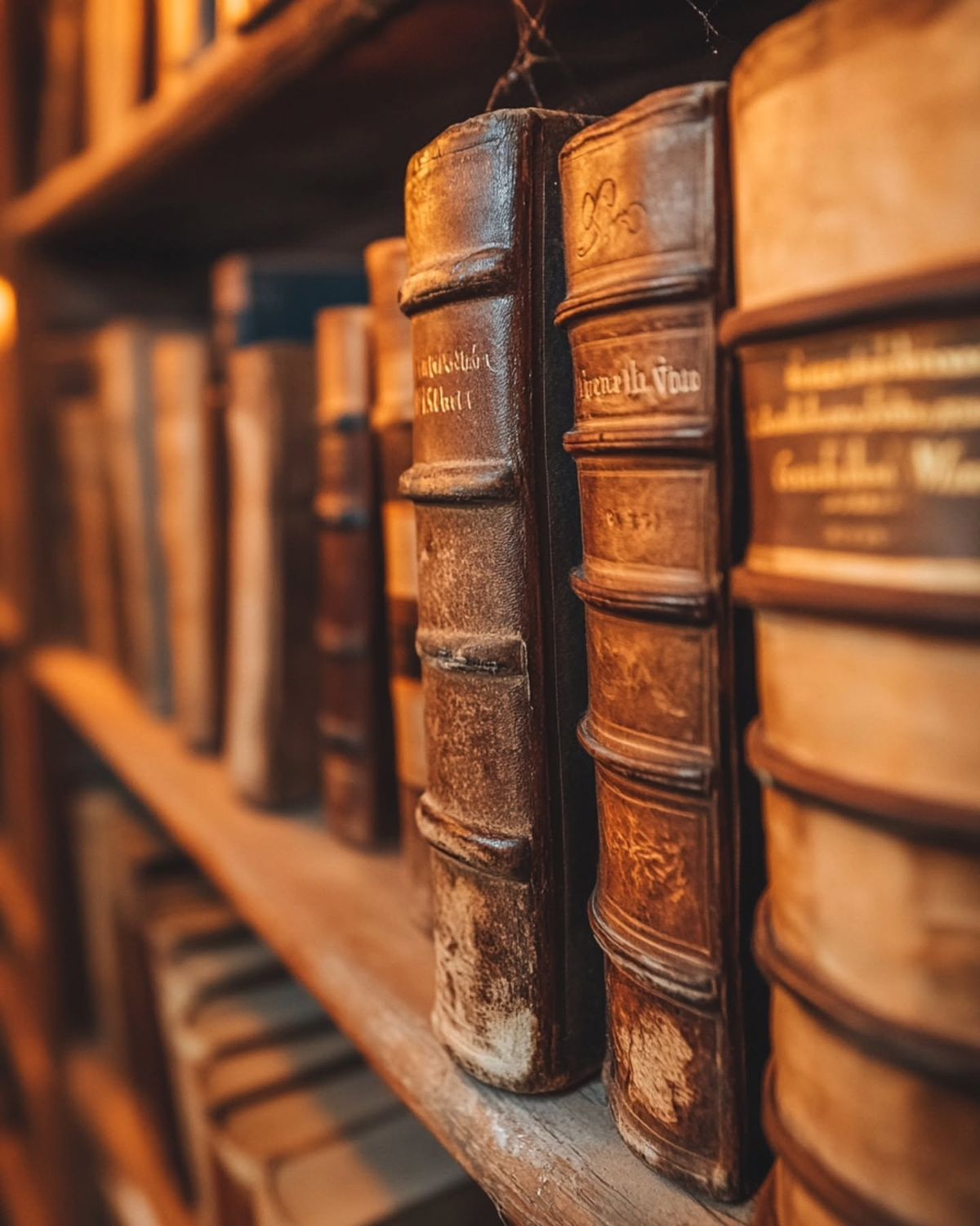 Ancient scrolls in a library