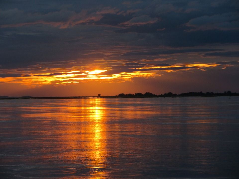 Sunset over the Brahmaputra River