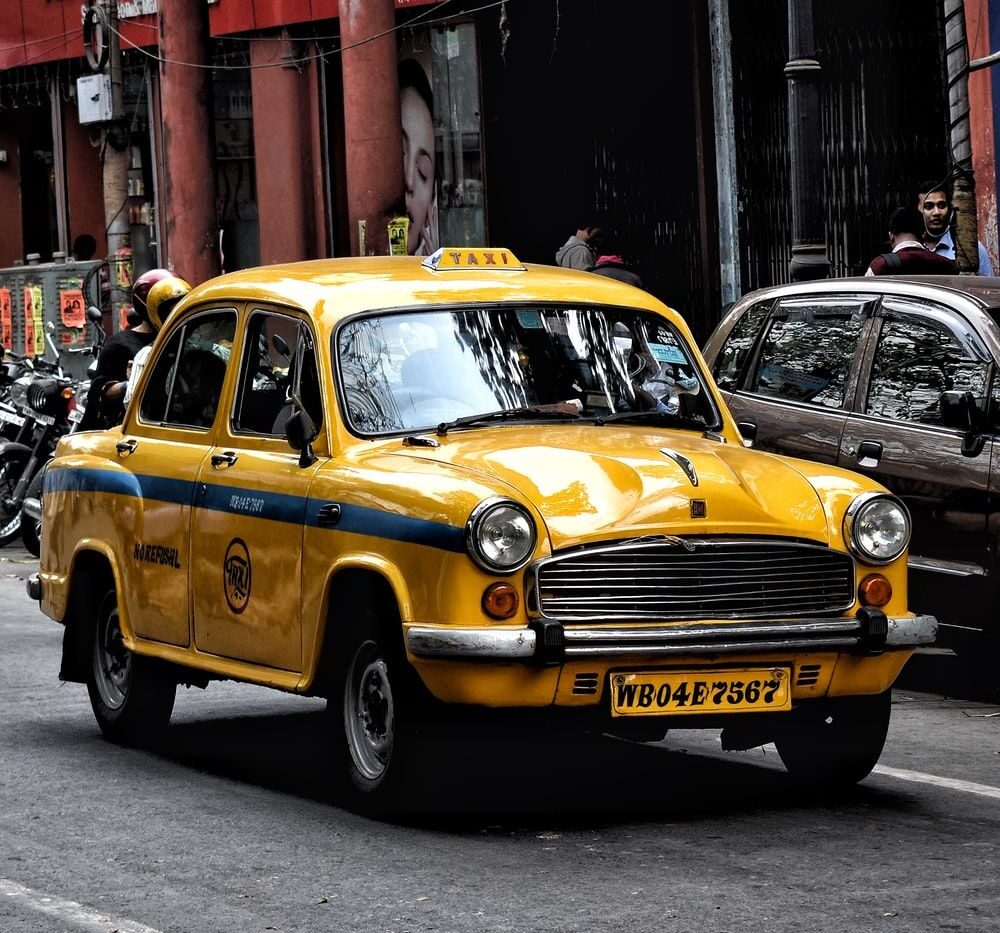 An auto-rickshaw on a street in Guwahati, Assam